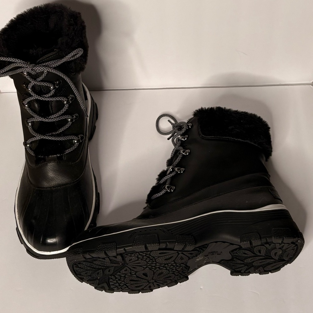 JBU Black Winter & Rain Boots with Fur Lining